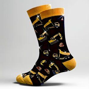 Construction Theme -  Dump Truck / Heavy Equipment Crew Socks - NWT